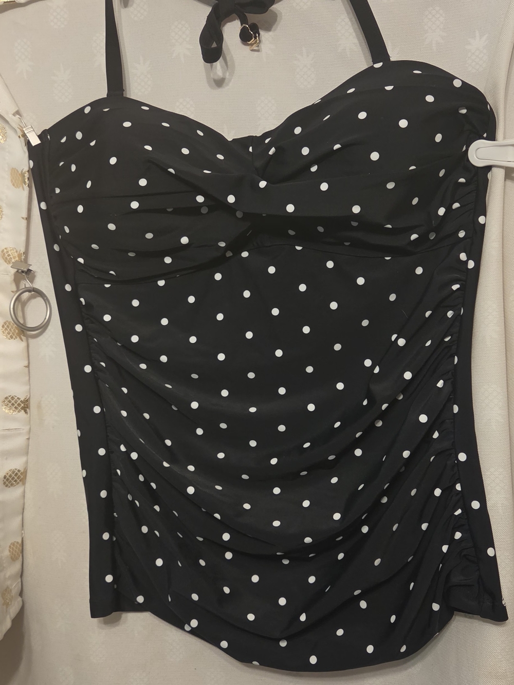 Relleciga Black Polka Dot Strapless Tankini